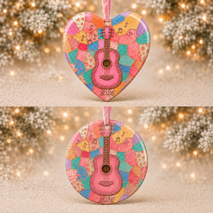 🎁Last Day 60% OFF - Pink Guitar Memorial Heart Ornament