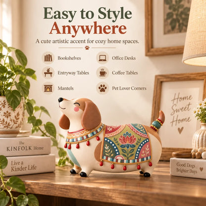 🐶🐱 Whimsical Folk Art Pet Figurine | Dachshund & Cat Decorative Accent ✨
