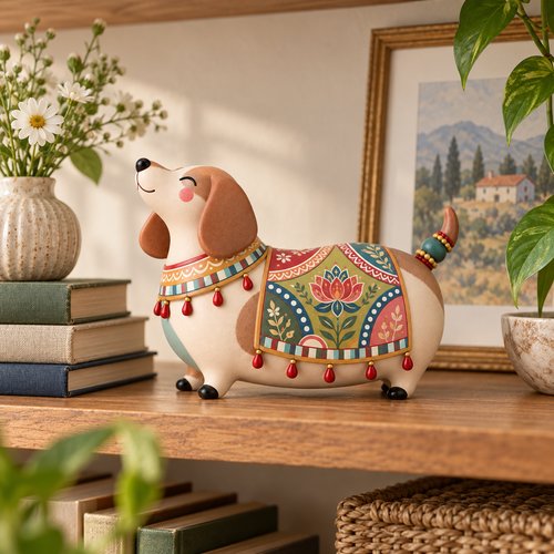 🐶🐱 Whimsical Folk Art Pet Figurine | Dachshund & Cat Decorative Accent ✨
