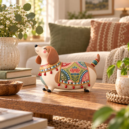 🐶🐱 Whimsical Folk Art Pet Figurine | Dachshund & Cat Decorative Accent ✨