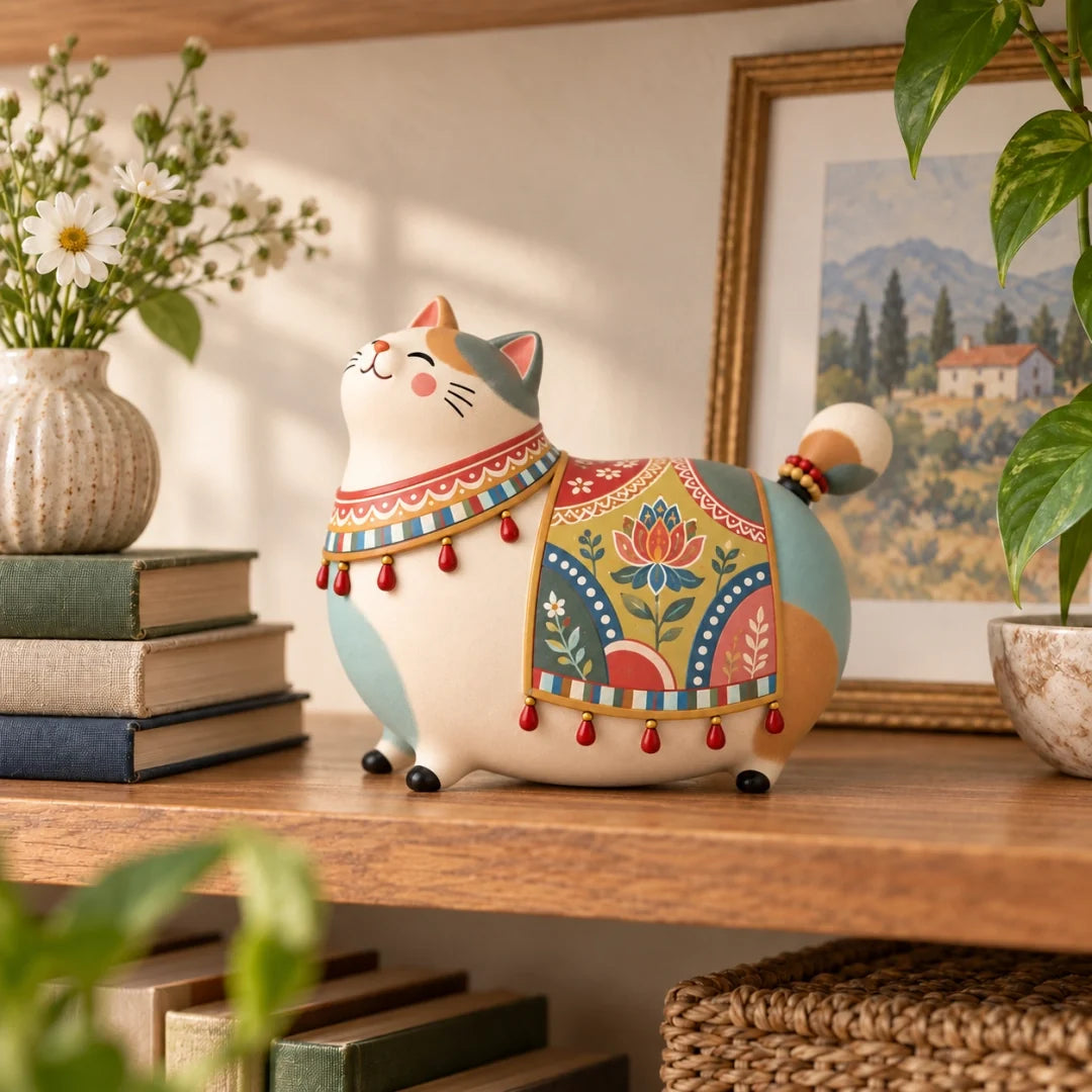 🐶🐱 Whimsical Folk Art Pet Figurine | Dachshund & Cat Decorative Accent ✨
