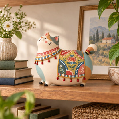 🐶🐱 Whimsical Folk Art Pet Figurine | Dachshund & Cat Decorative Accent ✨
