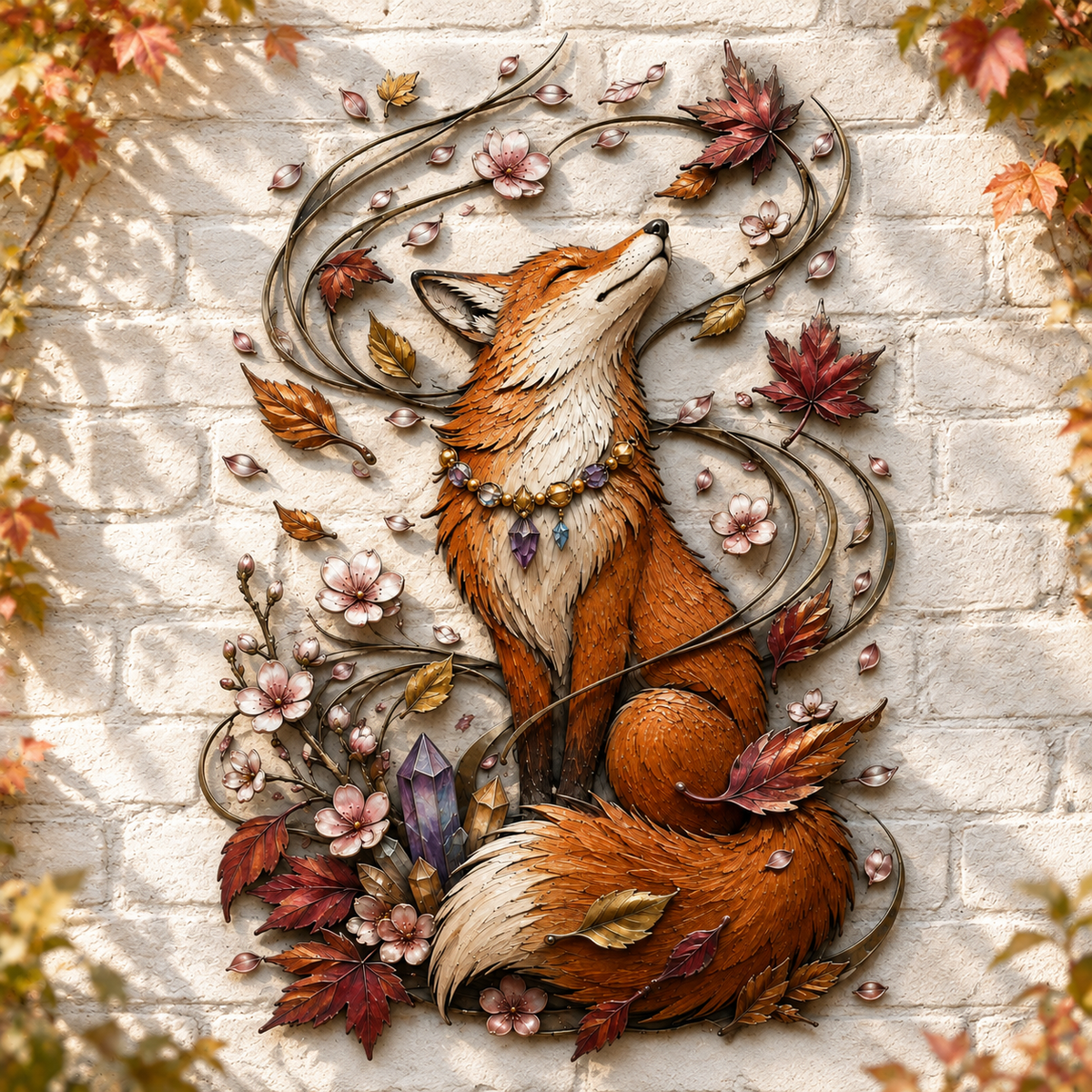 🦊🍂Enchanted Autumn Fox Metal Wall Decor