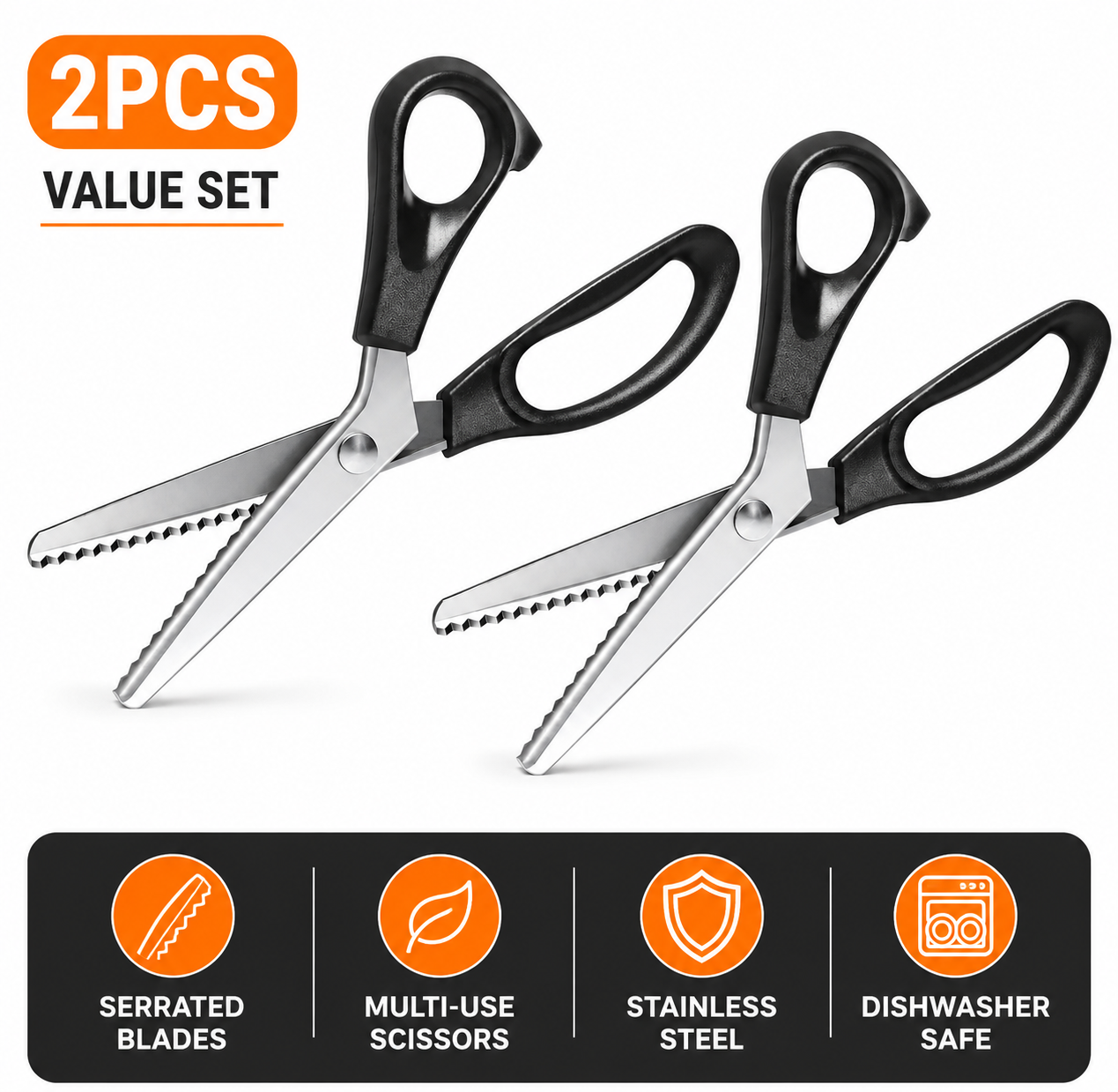 ✂️Professional Pinking Shears – Stainless Steel Zigzag Fabric Cutting Scissors✨🧵