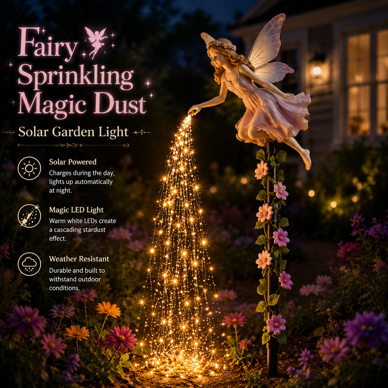Fairy sprinkling magic dust solar garden light