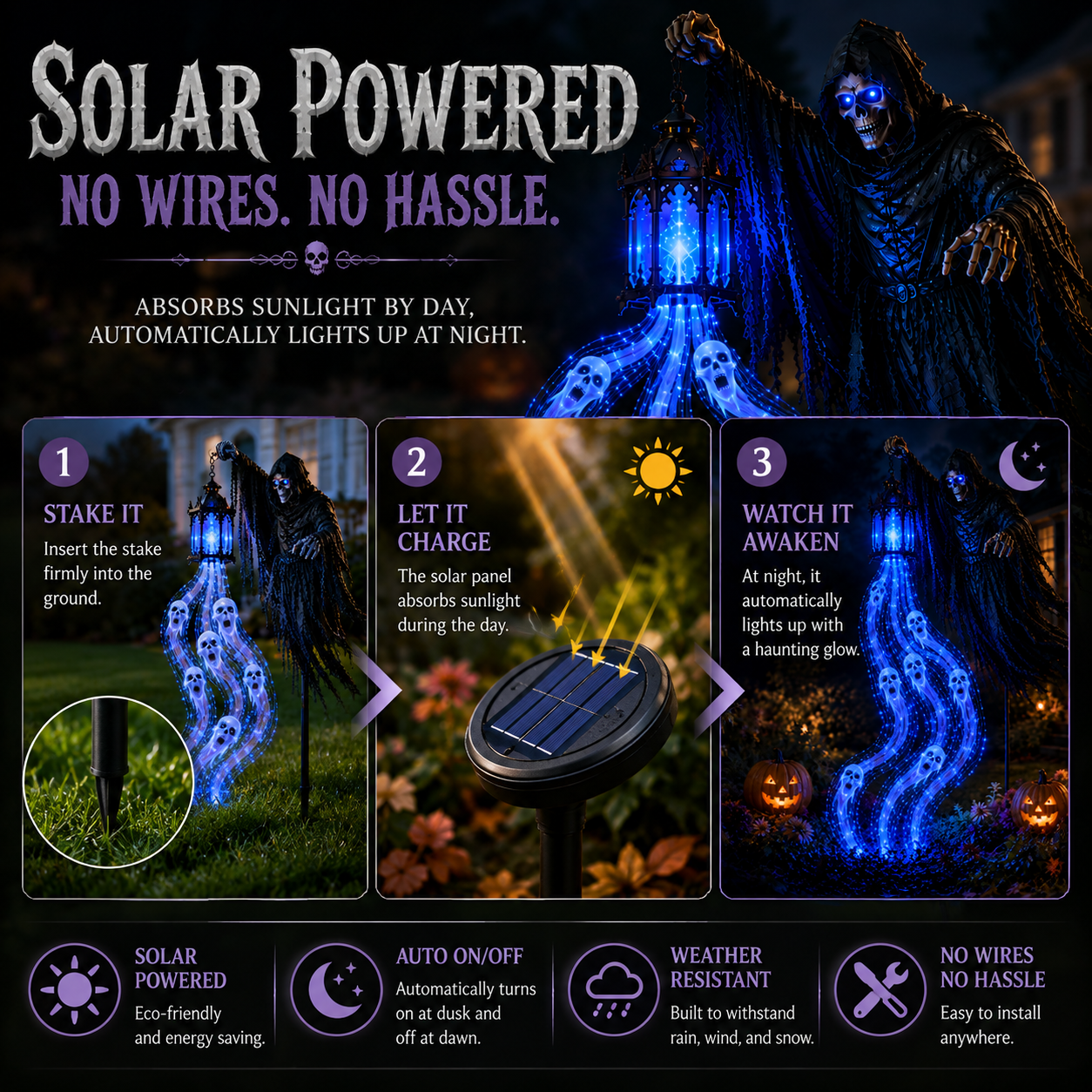 Solar powered Halloween Soul Harvester installation