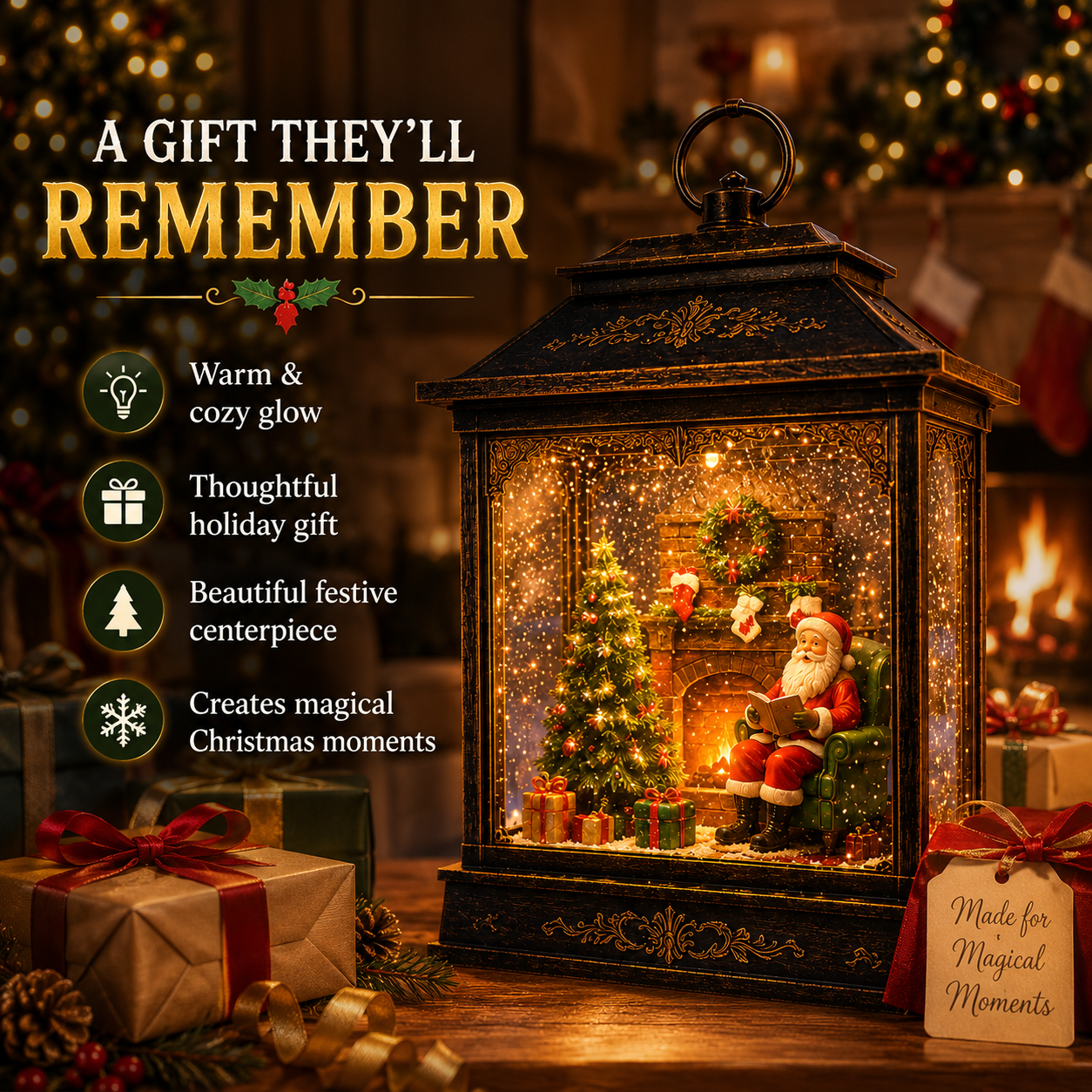 🎅 Santa’s Magical Fireplace Lantern-🎄 Bring the Magic of Christmas Home ✨