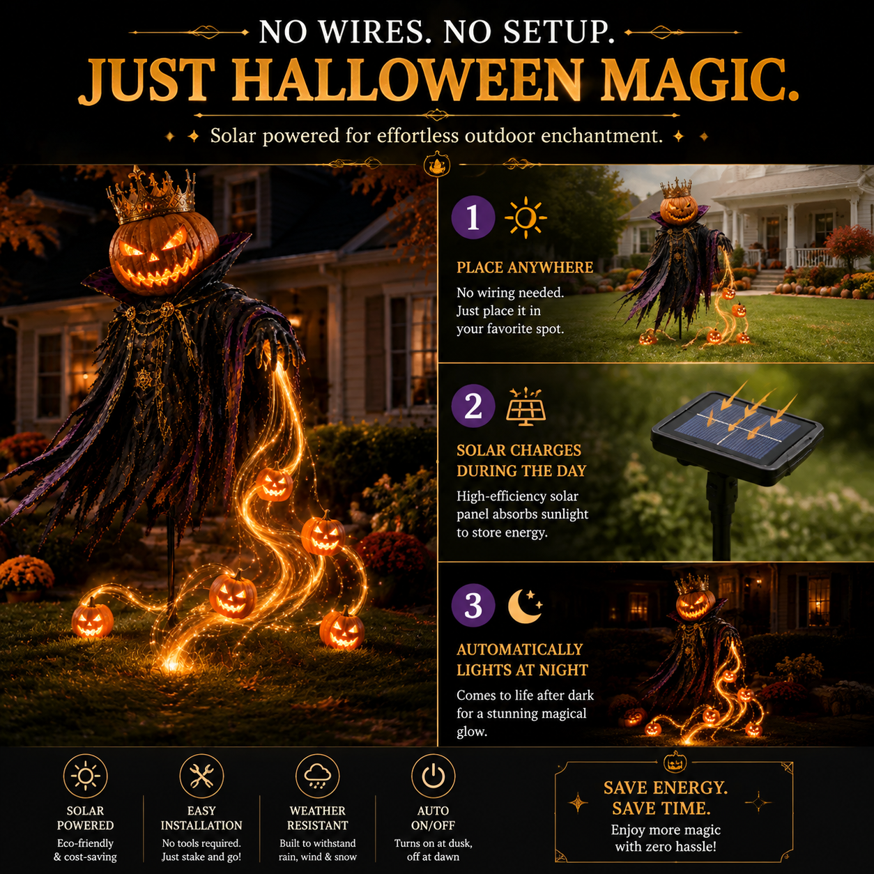 🎁Today 49% OFF🎁🎃Pumpkin King Awakening™ – Flowing LED Halloween Yard Light