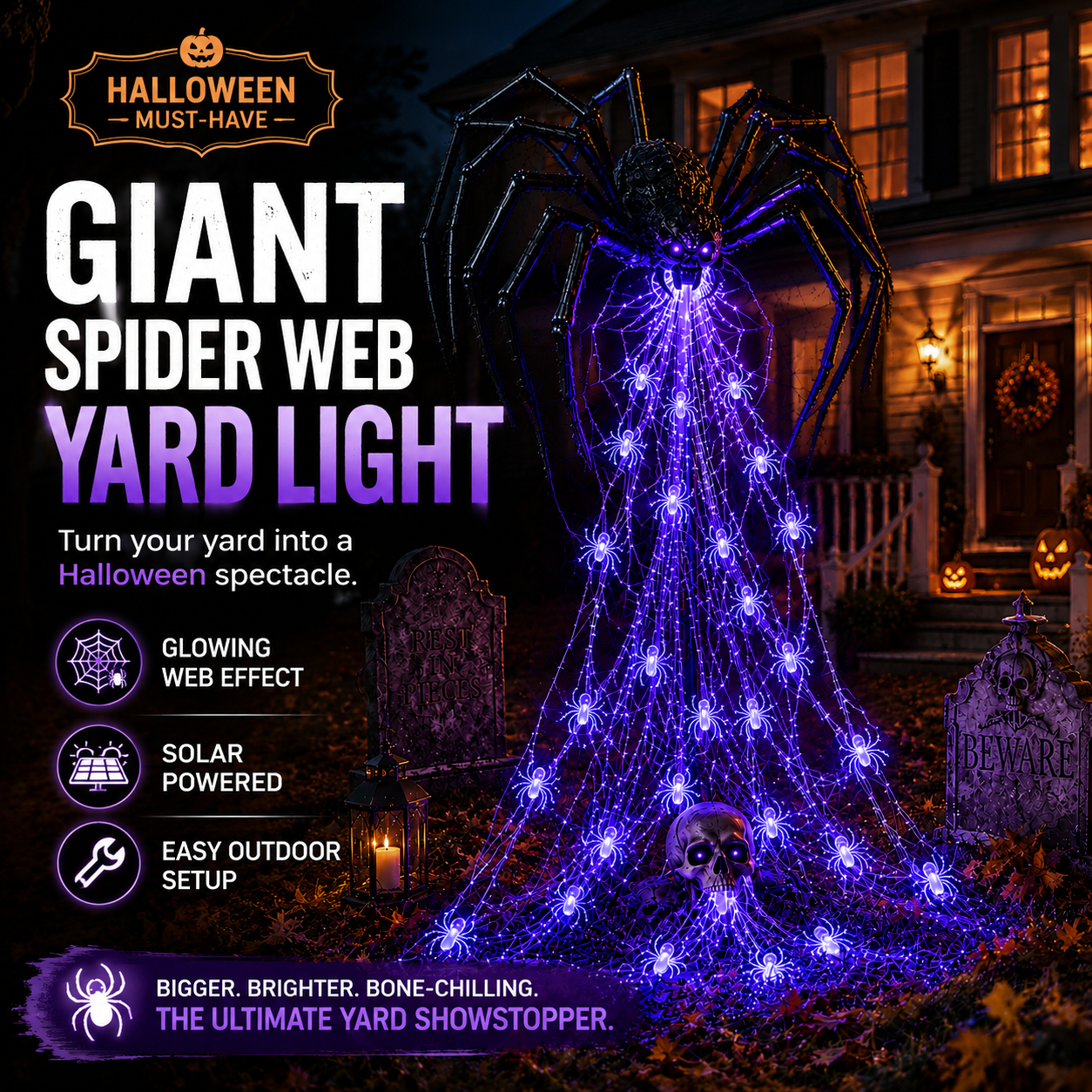 🎁Only Today 49% OFF 🔥 Halloween Spider Web Light Show🕷️