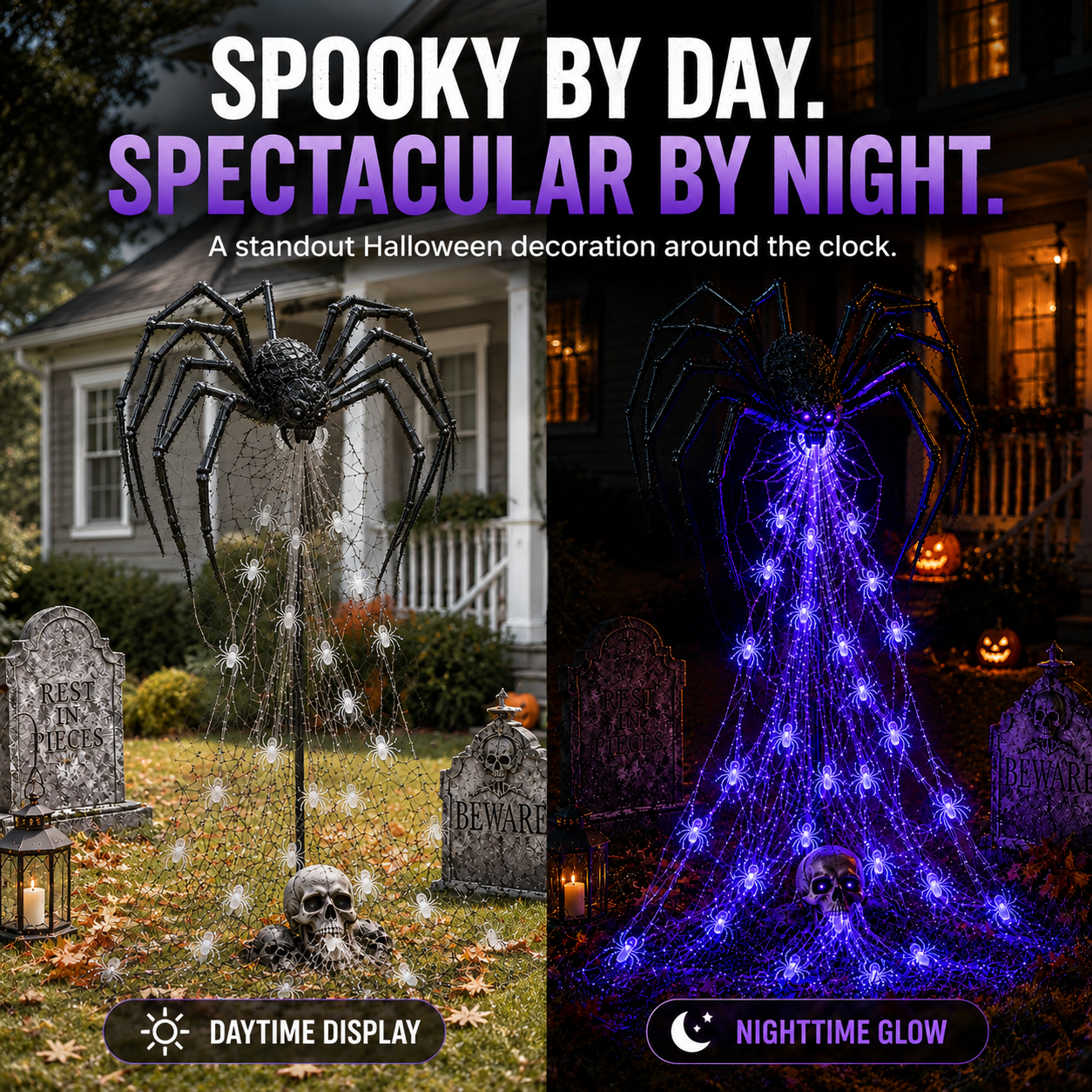 🎁Only Today 49% OFF 🔥 Halloween Spider Web Light Show🕷️