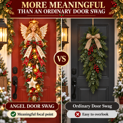 🔥Last Day 49% OFF✨👼 Lighted Angel Christmas Door Swag – A Heavenly Holiday Welcome