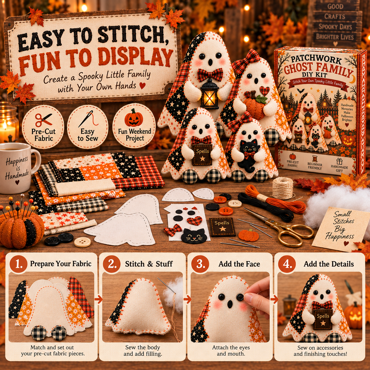 Spooky Stitches DIY Ghost Family Kit