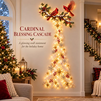 🐦 Cardinal Blessing Cascade Wall Light – Glowing Red Bird & Starlight Wall Décor