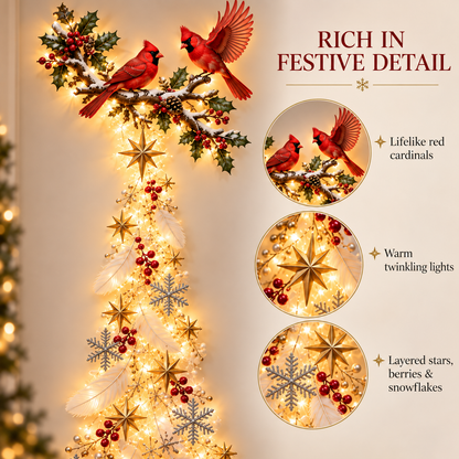 🐦 Cardinal Blessing Cascade Wall Light – Glowing Red Bird & Starlight Wall Décor