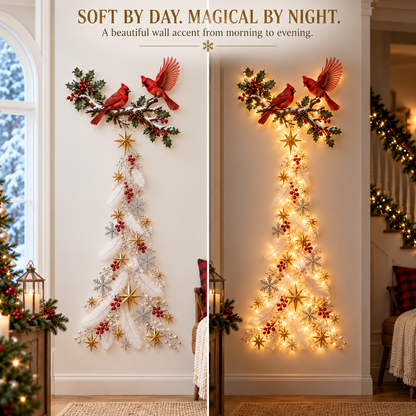 🐦 Cardinal Blessing Cascade Wall Light – Glowing Red Bird & Starlight Wall Décor