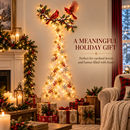 🐦 Cardinal Blessing Cascade Wall Light – Glowing Red Bird & Starlight Wall Décor