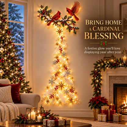 🐦 Cardinal Blessing Cascade Wall Light – Glowing Red Bird & Starlight Wall Décor
