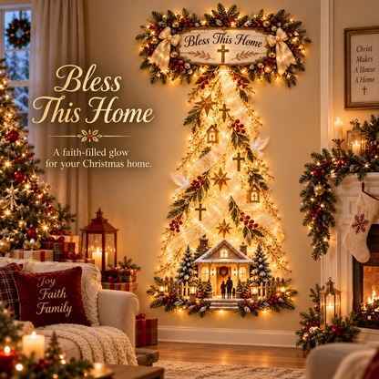 ✨ Bless This Home – Lighted Christian Christmas Wall Decor