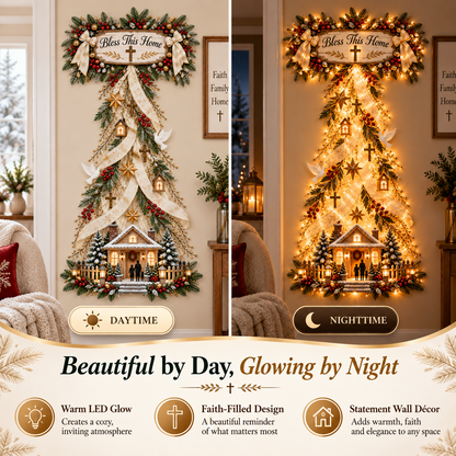 ✨ Bless This Home – Lighted Christian Christmas Wall Decor