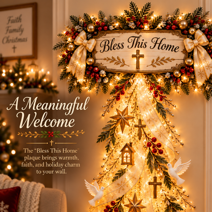 ✨ Bless This Home – Lighted Christian Christmas Wall Decor