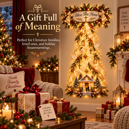 ✨ Bless This Home – Lighted Christian Christmas Wall Decor