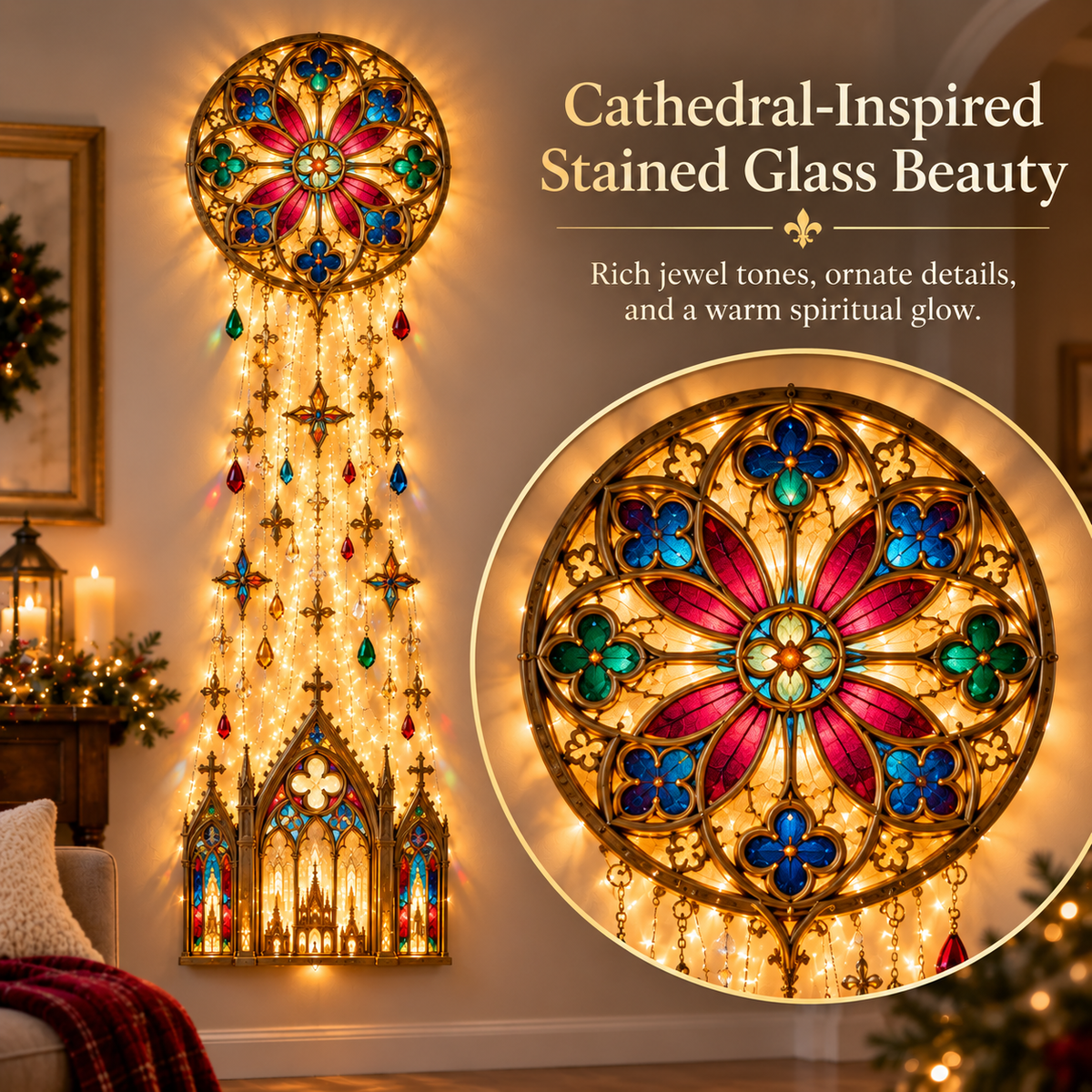 ✨ Cathedral Grace Stained Glass Cascade Wall Light™