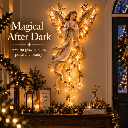 ✨Last Day 49% OFF👼Guardian Angel Starfall Cascade™ – Lighted Faith & Blessing Christmas Wall Decor✨