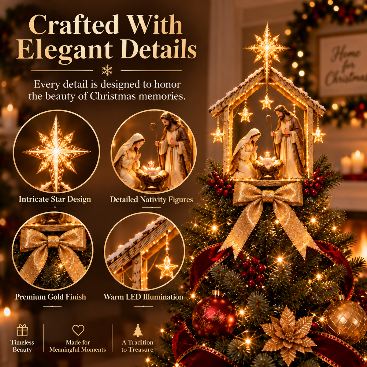 Bethlehem Star Nativity Tree Topper Details