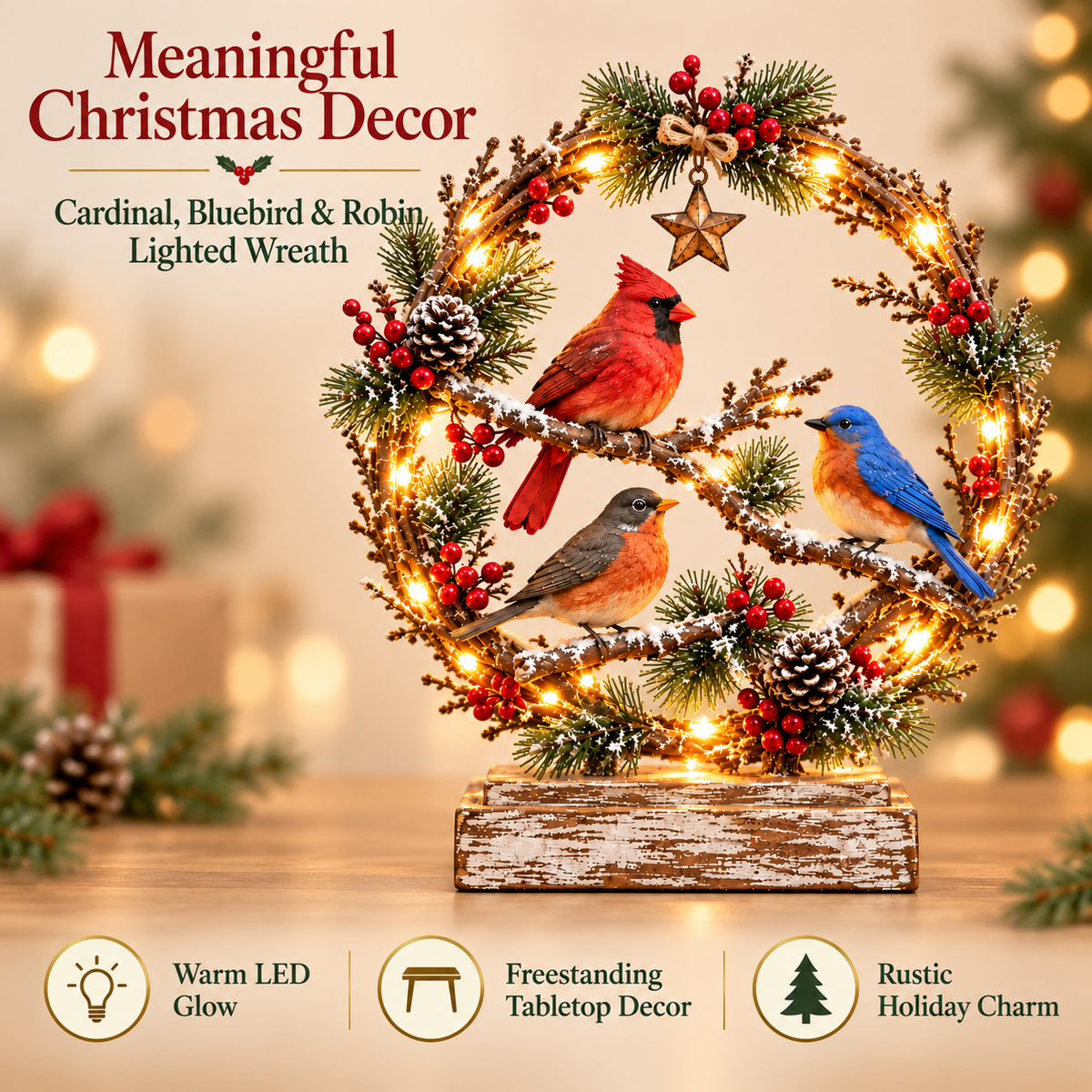 🐦Christmas Bird Family™ – Lighted Holiday Tabletop Keepsake