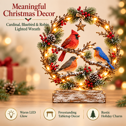 🐦Christmas Bird Family™ – Lighted Holiday Tabletop Keepsake
