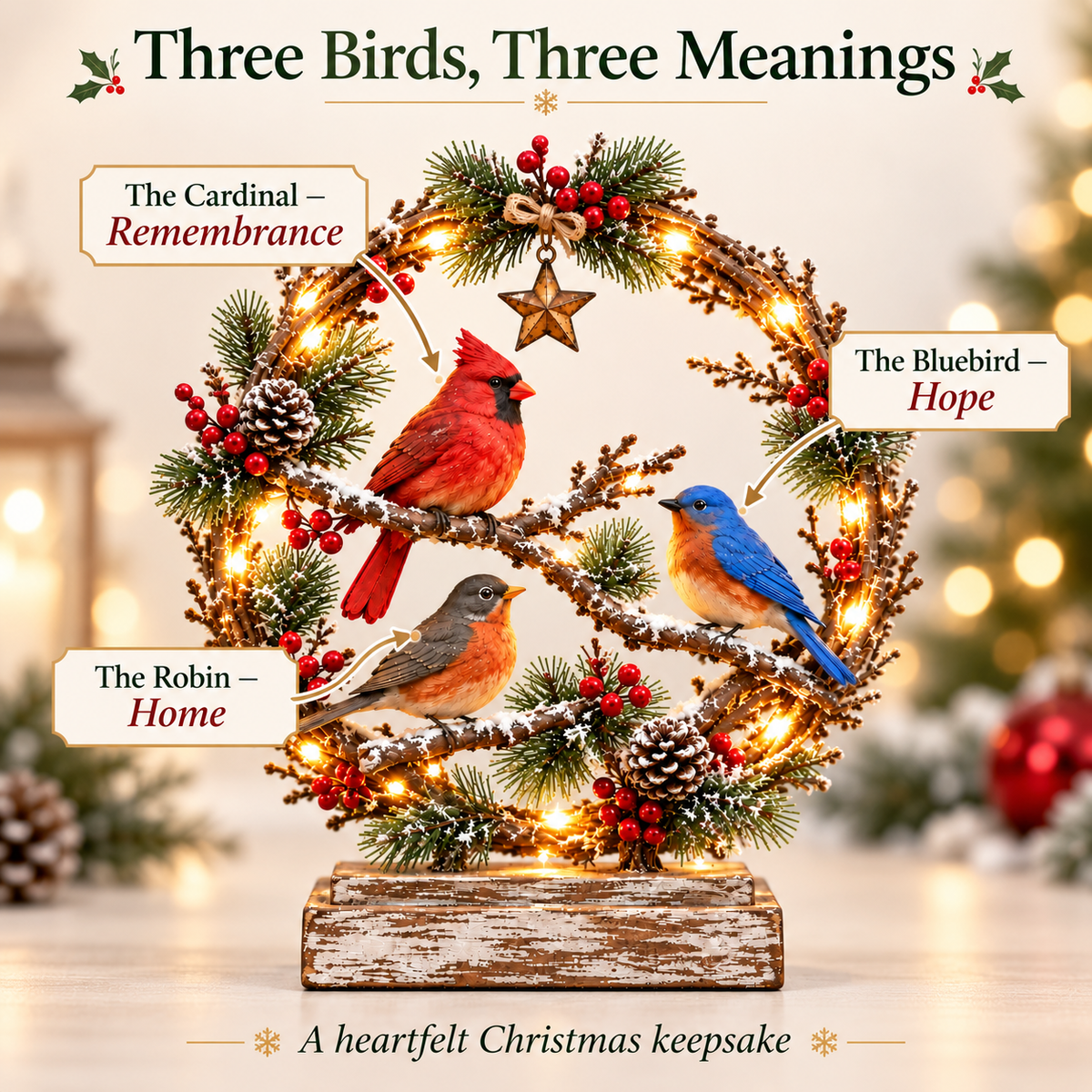 🐦Christmas Bird Family™ – Lighted Holiday Tabletop Keepsake