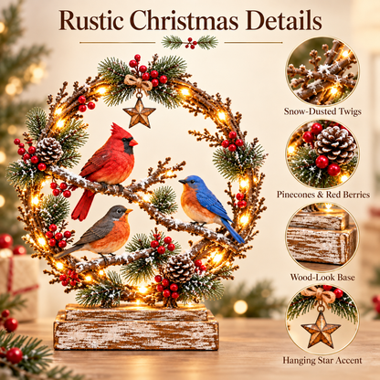 🐦Christmas Bird Family™ – Lighted Holiday Tabletop Keepsake
