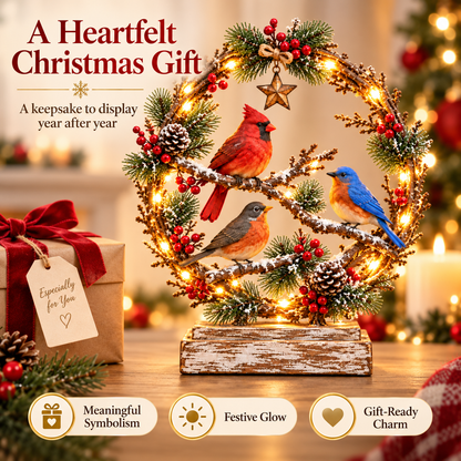 🐦Christmas Bird Family™ – Lighted Holiday Tabletop Keepsake