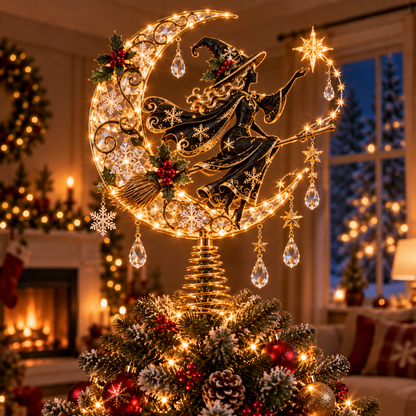 ✨ Enchanted Witch Moonlight Crystal Christmas Tree Topper