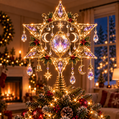 ✨ Enchanted Witch Moonlight Crystal Christmas Tree Topper