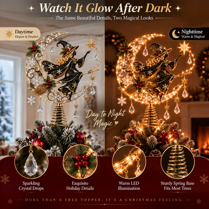 ✨ Enchanted Witch Moonlight Crystal Christmas Tree Topper