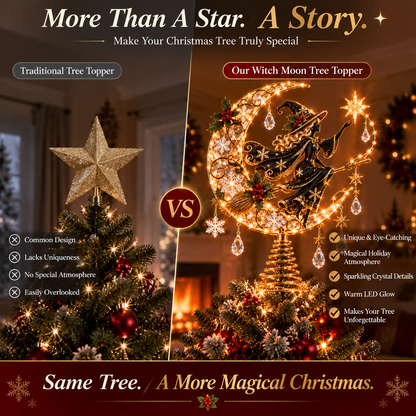 ✨ Enchanted Witch Moonlight Crystal Christmas Tree Topper