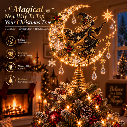 ✨ Enchanted Witch Moonlight Crystal Christmas Tree Topper