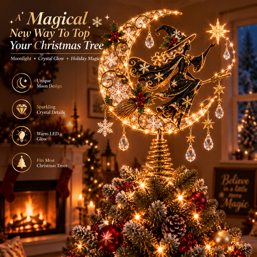 ✨ Enchanted Witch Moonlight Crystal Christmas Tree Topper