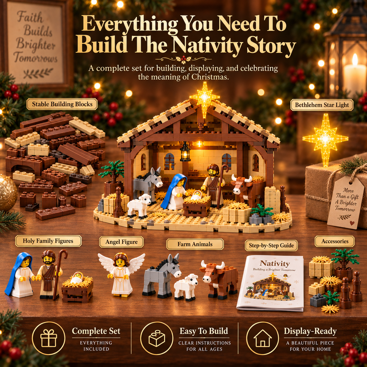 Nativity Story Building Block Set Included Pieces