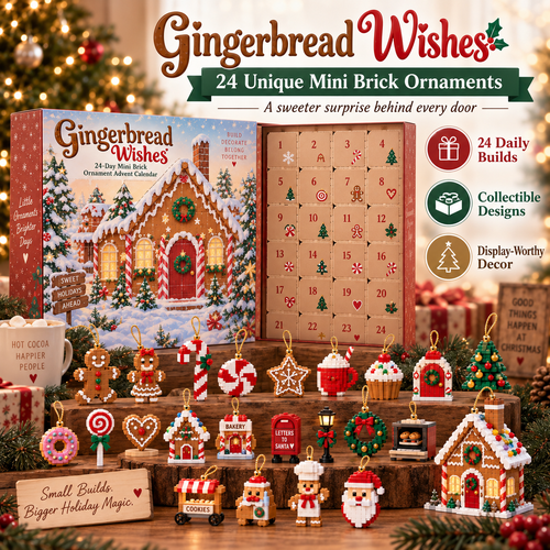 🎄🍪 Gingerbread Wishes 🎁 24-Day Mini Brick Ornament Advent Calendar