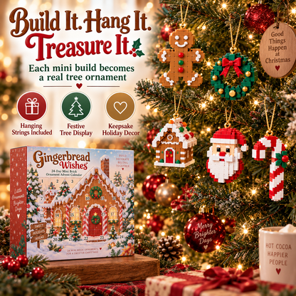 🎄🍪 Gingerbread Wishes 🎁 24-Day Mini Brick Ornament Advent Calendar