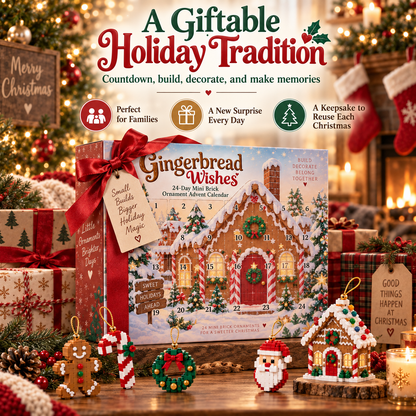 🎄🍪 Gingerbread Wishes 🎁 24-Day Mini Brick Ornament Advent Calendar
