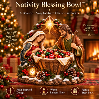 ✝️✨ Nativity Blessing Bowl™ – Lighted Christmas Treat Bowl & Tabletop Decor
