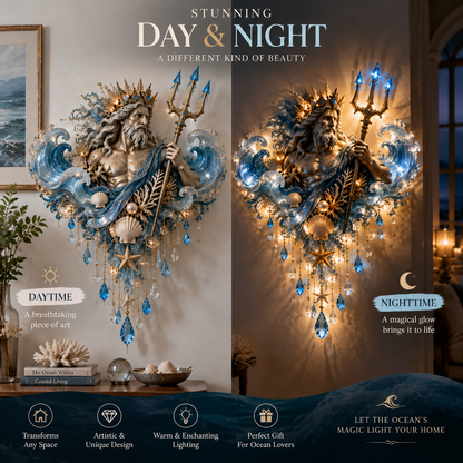 🔥 Last Day 50% OFF 🔱 Ocean Guardian Poseidon Wall Light