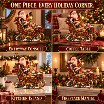 🎅 Santa’s Lantern Sleigh Treat Bowl – Lighted Christmas Candy Dish & Holiday Table Centerpiece ✨