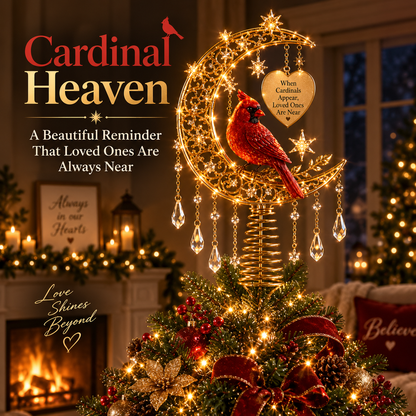 ❤️ Cardinal Heaven™ Lighted Memorial Christmas Tree Topper