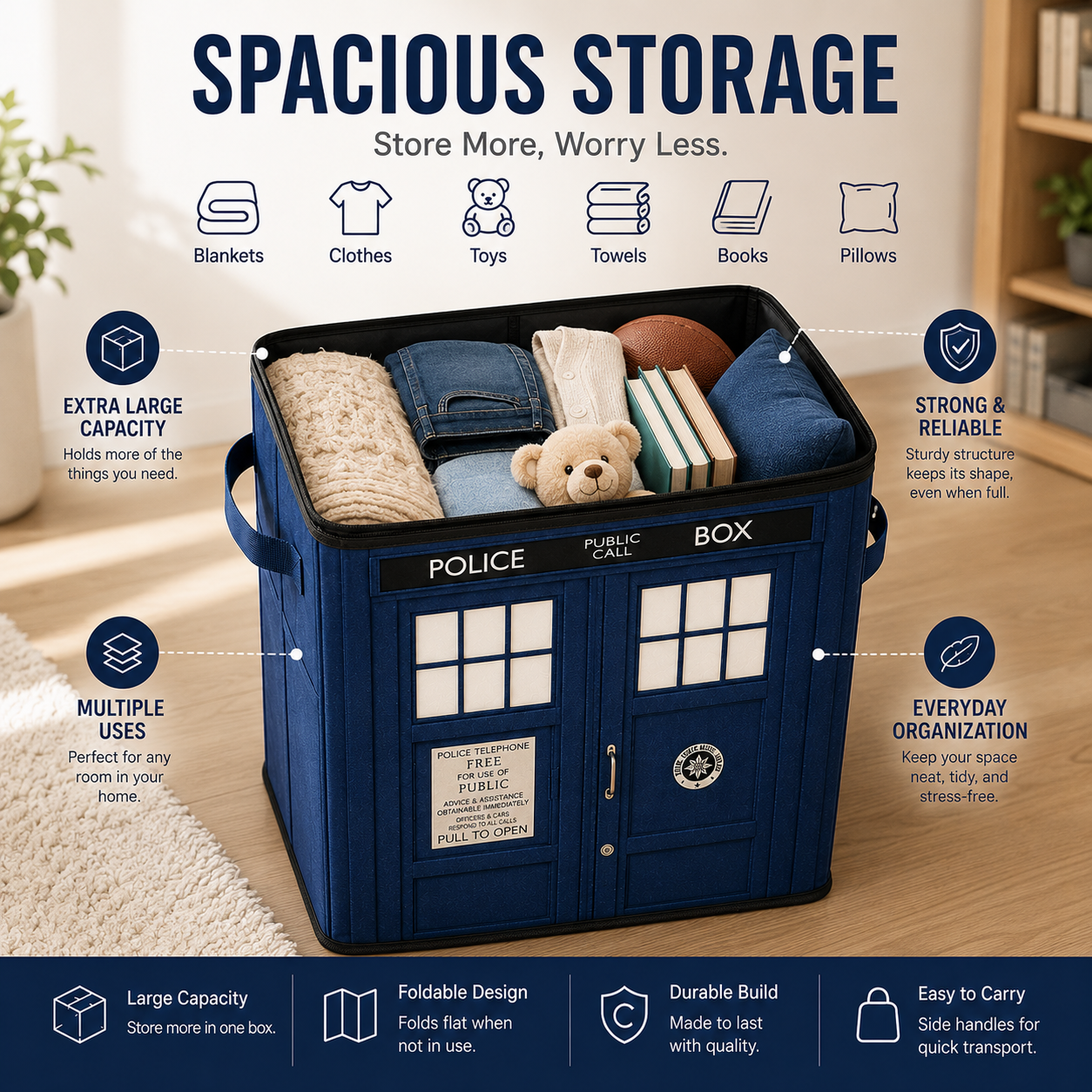 Tardis Foldable Storage Tote