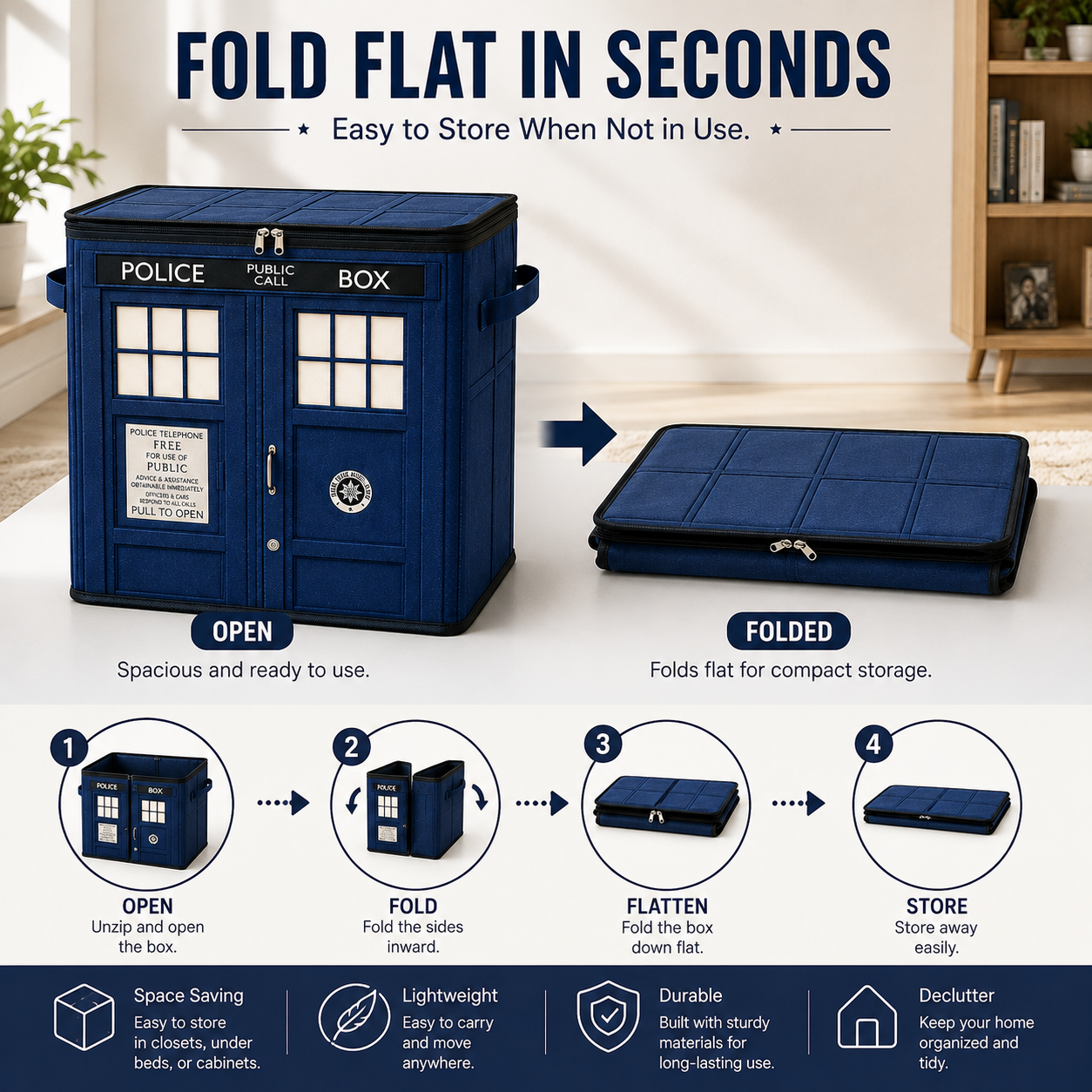 Tardis Foldable Storage Tote
