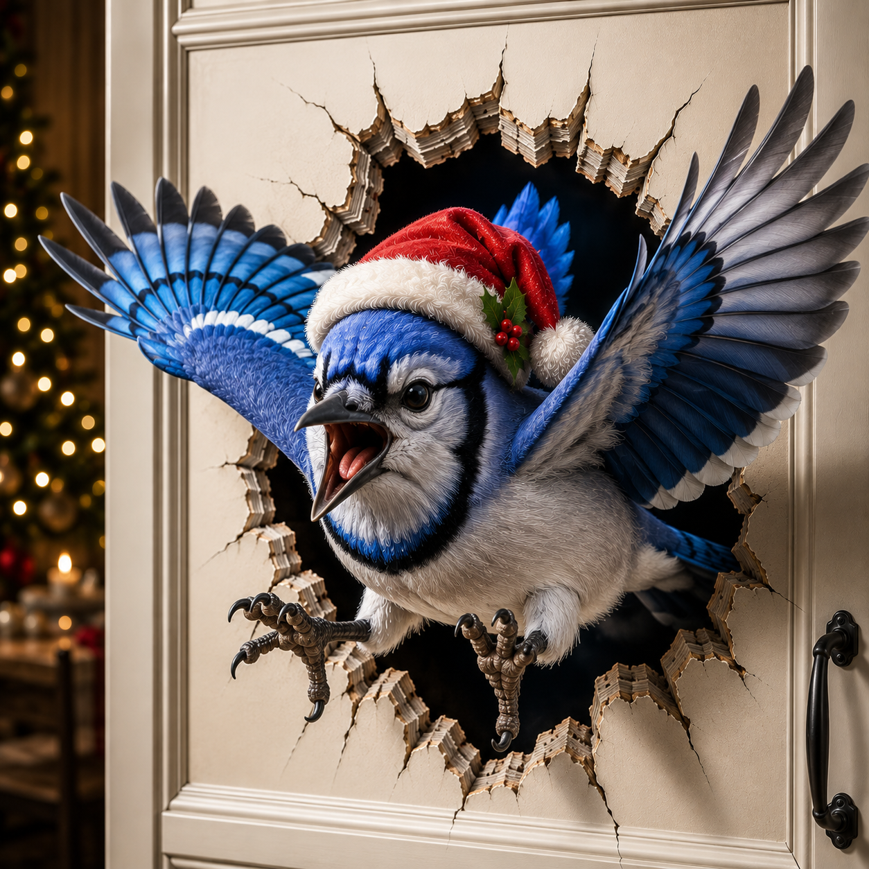 Christmas 3D Breaking Through Door Decor
